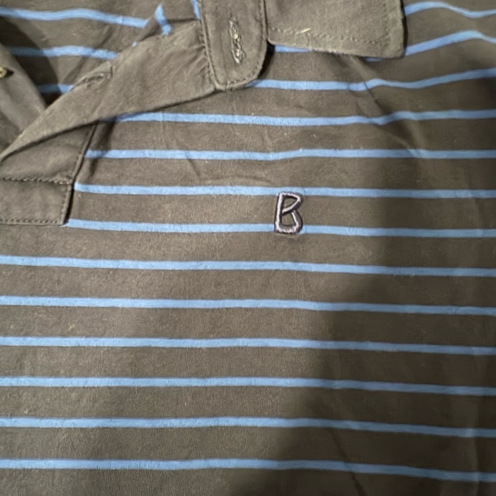 Bogner Men's Striped Polo Shirt - Black with Blue Stripes - Picture 2 of 9